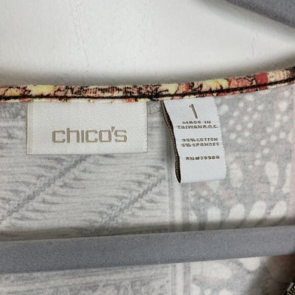 Chicos Multi Colored Square Neck Multi Print Floral Animal Size 1 (medium) - Picture 6 of 8